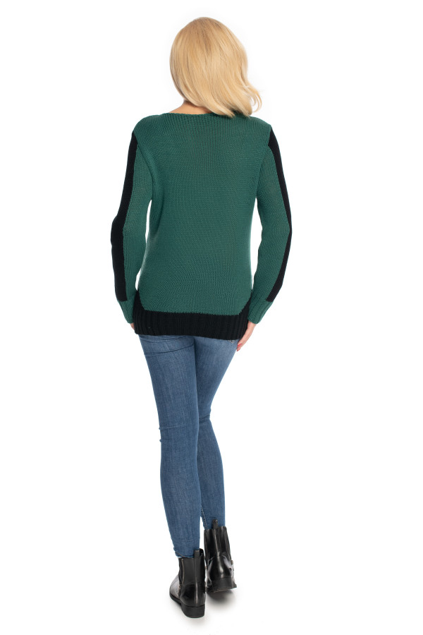 Tehotenský sveter s lodičkovým dekoltom 70038 zelený