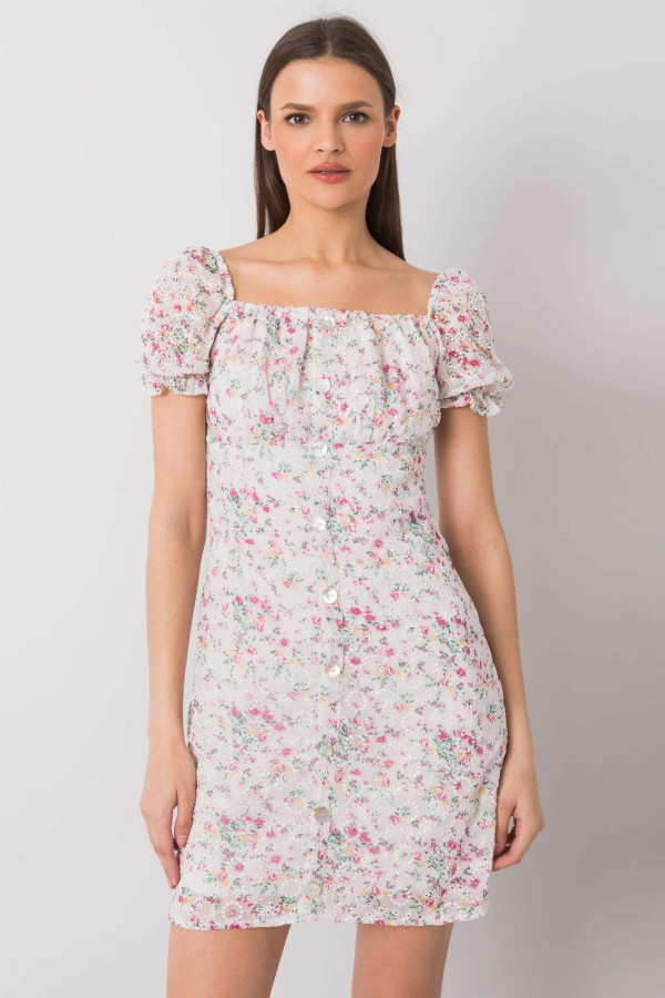 Krátke kvetinové šaty Alaiay s gombíkmi béžové
