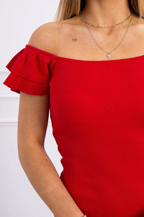 Obtiahnuté šaty s volánmi na rukávoch model 9339 červené