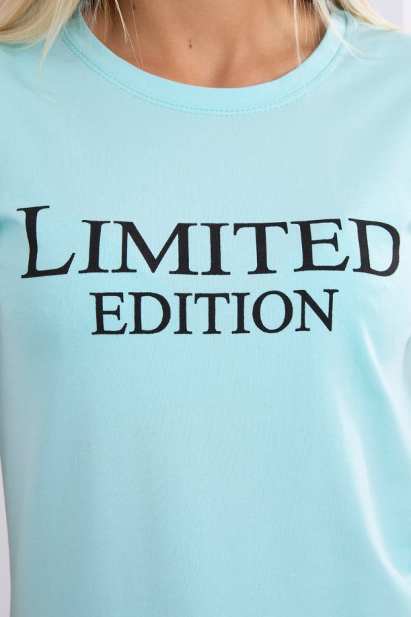 Tričko s nápisom Limited Edition mentolové+čierne