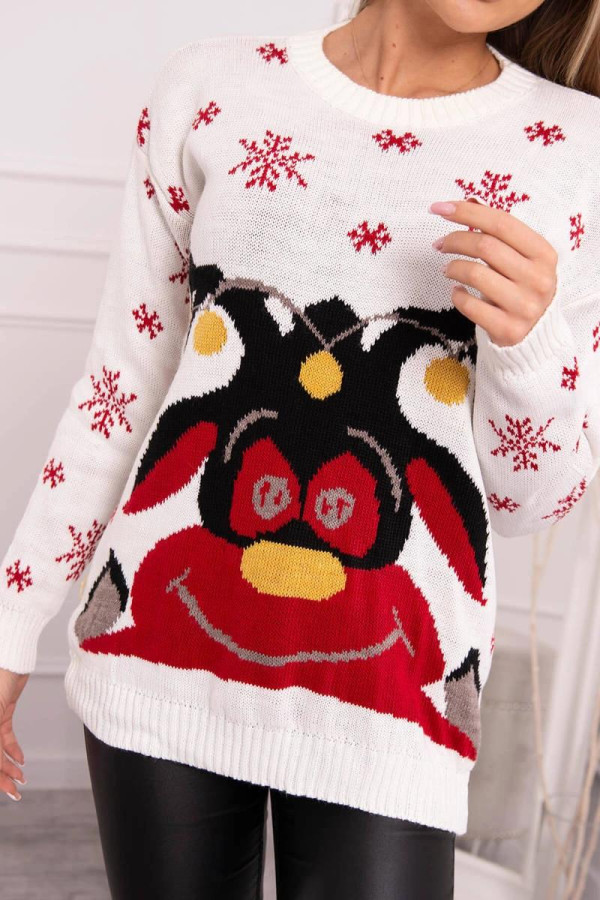 Vianočný sveter so sobmi model 2021-22 farba ecru