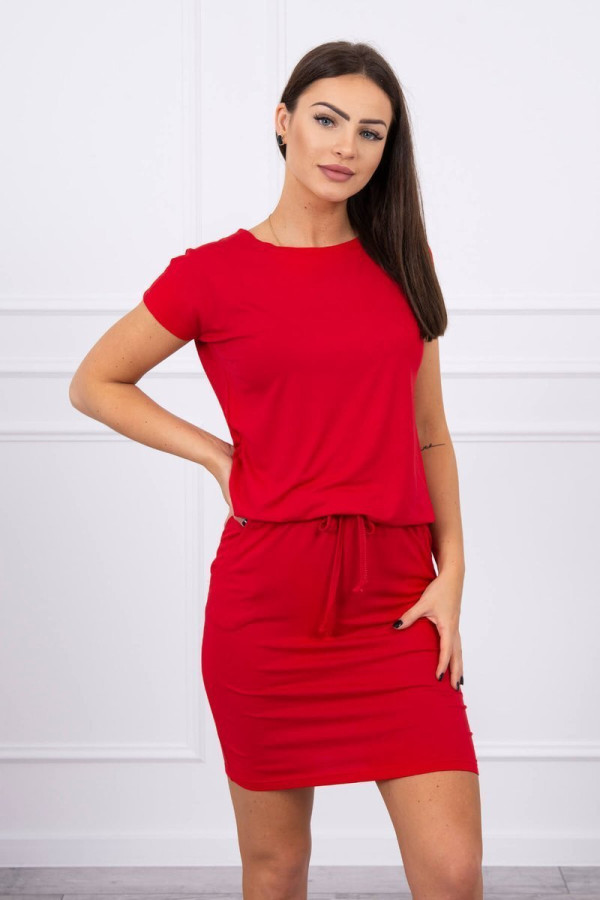 Viskózové šaty viazané v páse model 9074 červené