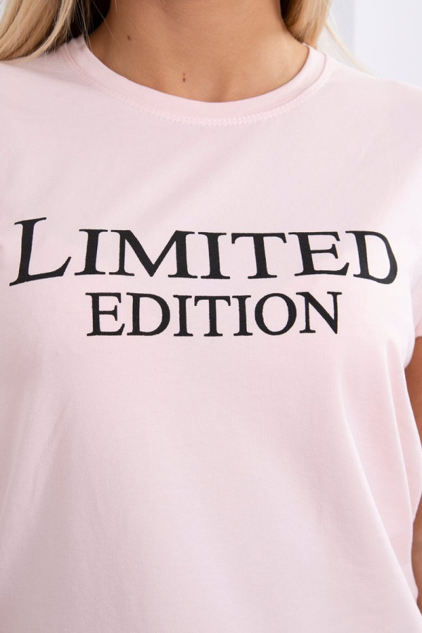 Tričko s nápisom Limited Edition pudrovo ružové+čierne