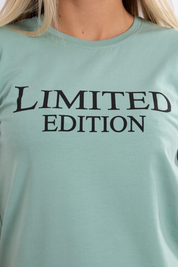 Tričko s nápisom Limited Edition tmavé mentolové