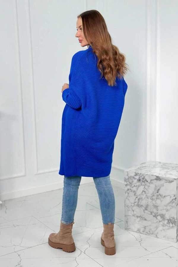 Kardigánový sveter s netopierími rukávmi farba kráľovská modrá