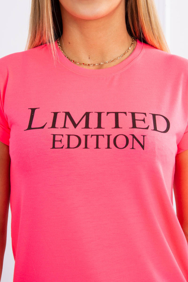Tričko s nápisom Limited Edition neónovo ružové+čierne